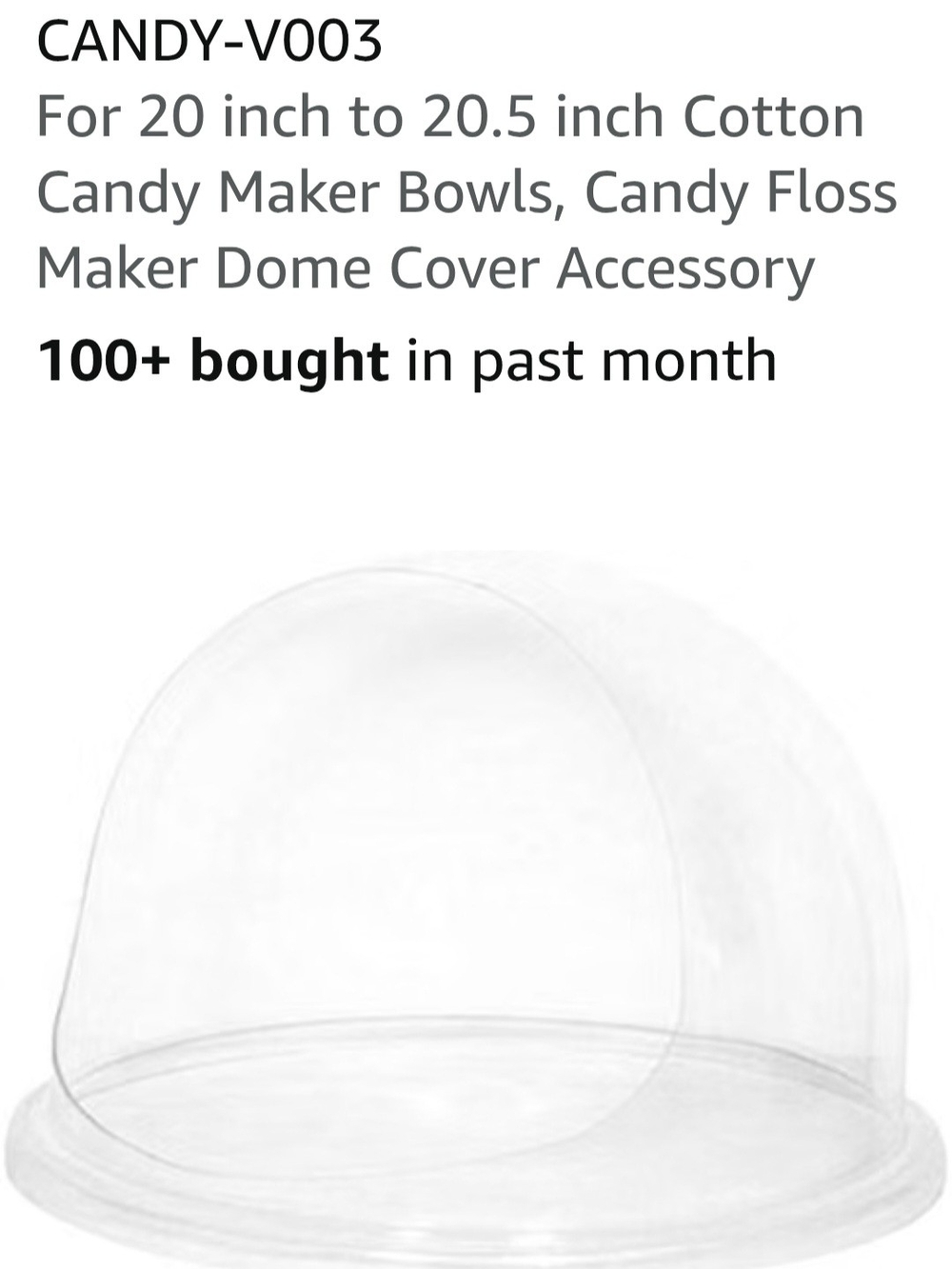 Vivo Clear Dome Cover for Cotton Candy Maker - Transparent